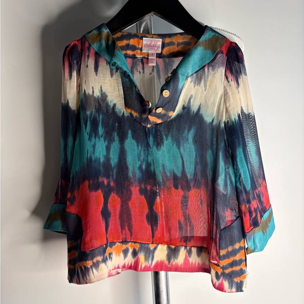 Milly Minis Tie-Dye Sheer Layered Blouse – Size 3T Made in USA